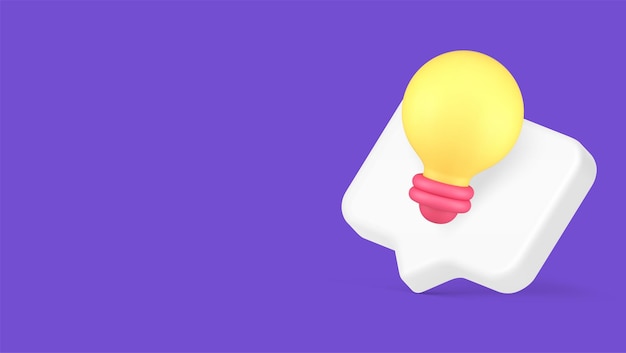 Idee, Innovation, Glühbirne, schnelle Tipps, hilfreiches Wissen, Informationen, Alarm, 3D-Symbol, realistischer Vektor