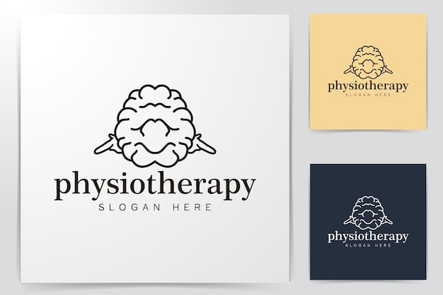 Ideen für das logo der gehirnphysiotherapie. negativen raum. inspiration-logo-design. vorlage-vektor-illustration. isoliert auf weißem hintergrund