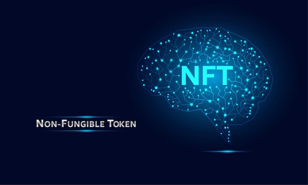 Ideenkonzept für nicht fungible Token NFT und Gehirnsymbole