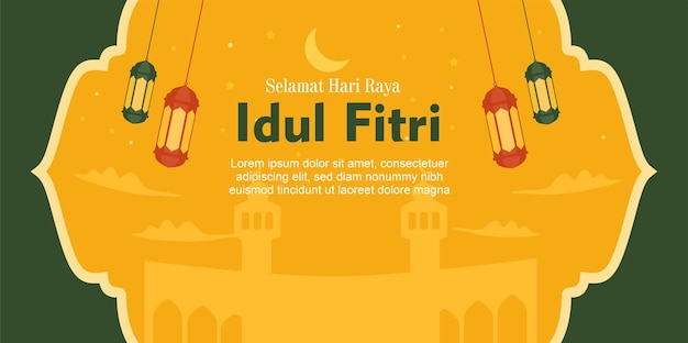 Idul fitri banner flaches design mit pantern