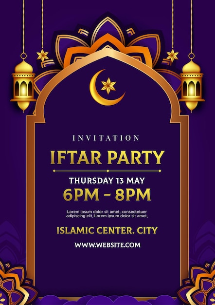 Iftar Einladungsschablone im Papierstil
