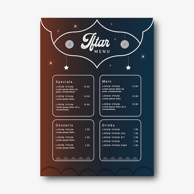 Vektor iftar manu flyer-design-vorlage