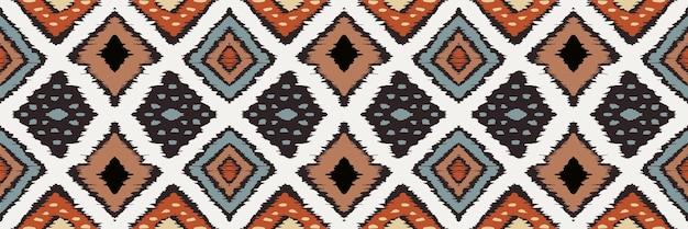 Ikat geometrisches folklore-ornament mit diamanten. stammes-ethnische vektortextur. nahtloses streifenmuster im aztekischen stil. volksstickerei. indischer, skandinavischer, zigeunerischer, mexikanischer, afrikanischer teppich.