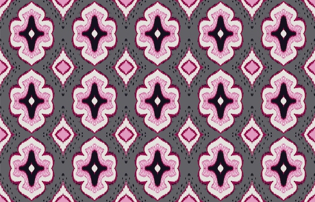 Ikat geometrisches folklore-ornament mit diamanten. teppich aus damast. stammes-ethnische vektortextur. persischer geodruck. nahtloses muster im aztekischen stil. volksstickerei. zigeuner, mexikanischer, afrikanischer druck.