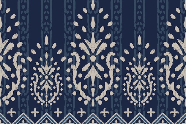 Vektor ikat indisches stammesmuster nahtloses muster ethnischer aztekischer stoffteppich mandala ornament einheimischer boho chevron