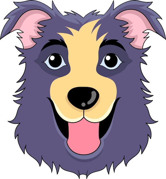 Ikone eines langhaarigen lila Hundekopfes, der seine Zunge herausstreckt