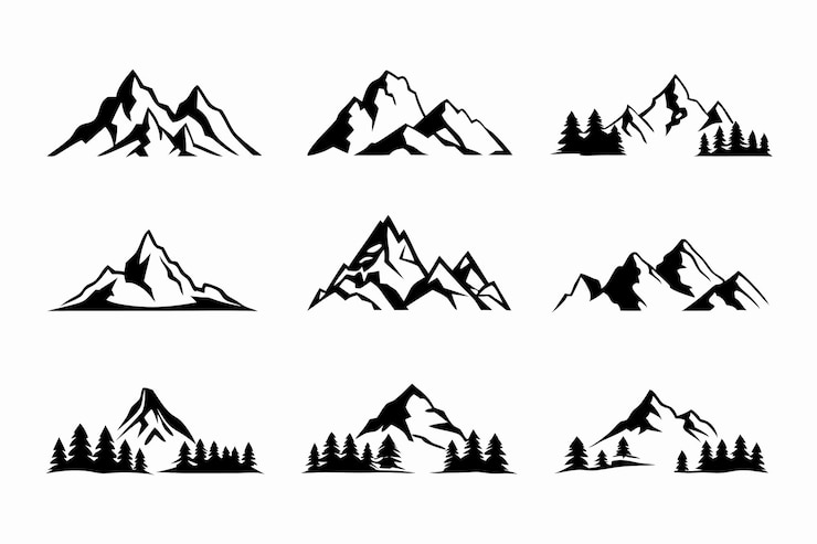 Vektor ikonen der bergvektorensammlung