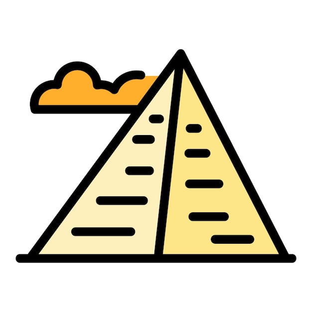 Ikonen der pyramide von kairo umrissvektor ägypten wüste sand sonne farbe flach