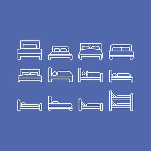 Ikonen des Bett-Sets Vektor-Illustration