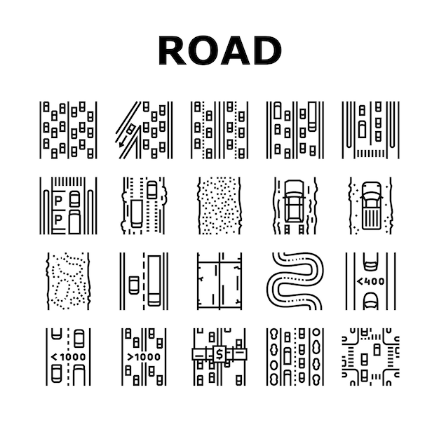 Ikonen für städtische und ländliche autobahnen setzen vektor ein
