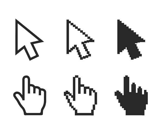 Ikonen mit Pixel-Cursor und Stock-Illustration