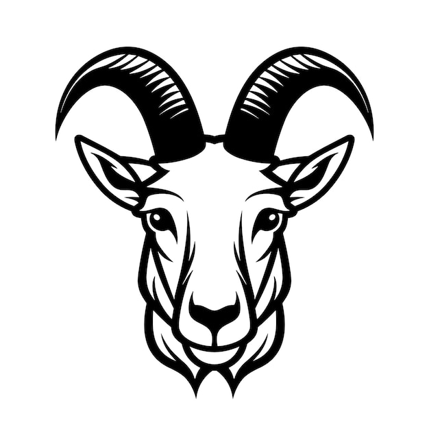 Ikonen mit Ziegengesicht Logo-Design von Ziegen Schwarz Ziegen-Symbol Vektor-Illustration