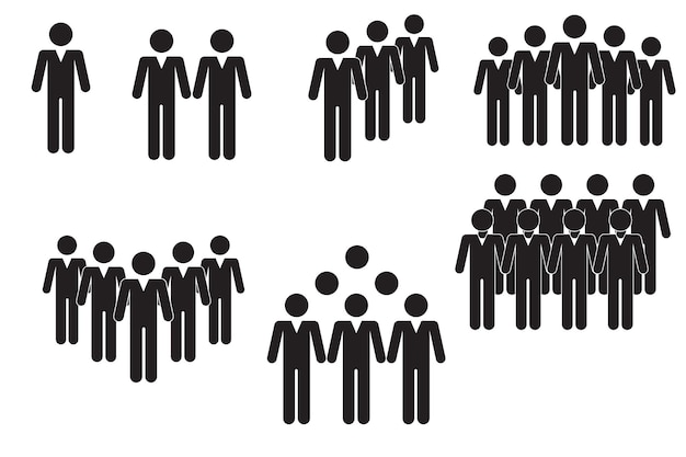 Ikonen von Geschäftsteams, Gruppen von Personen, Symbole, Konzept des Personalmanagements, Vektorillustration