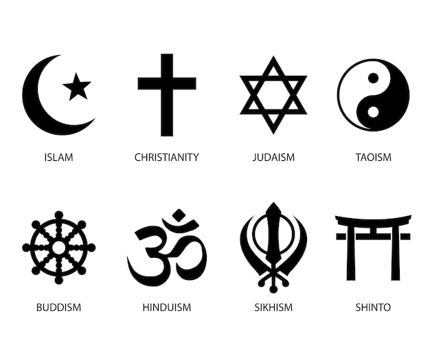 Ikonensatz der Welt Religiöse Symbole Stock-Illustration