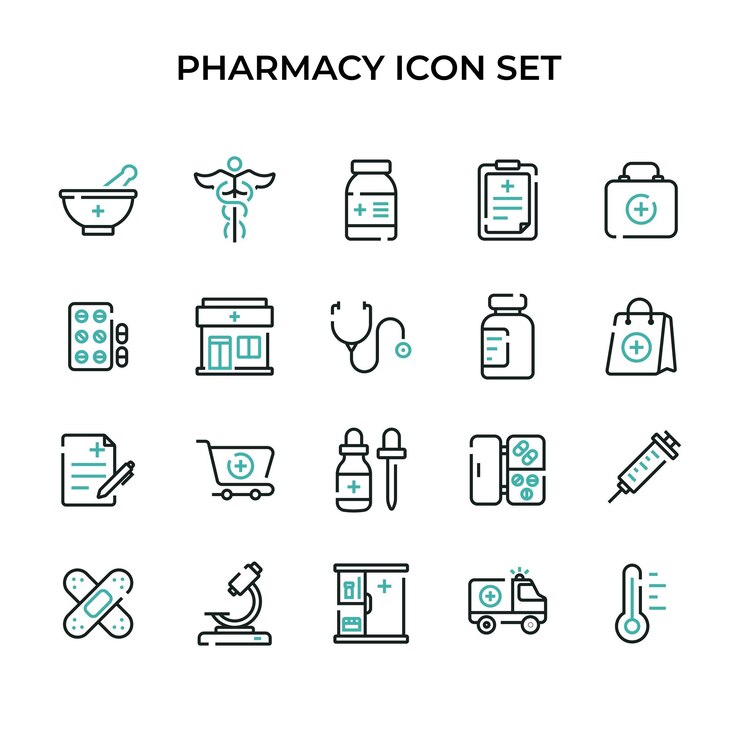 Ikonensatz für die Apotheke von Vector