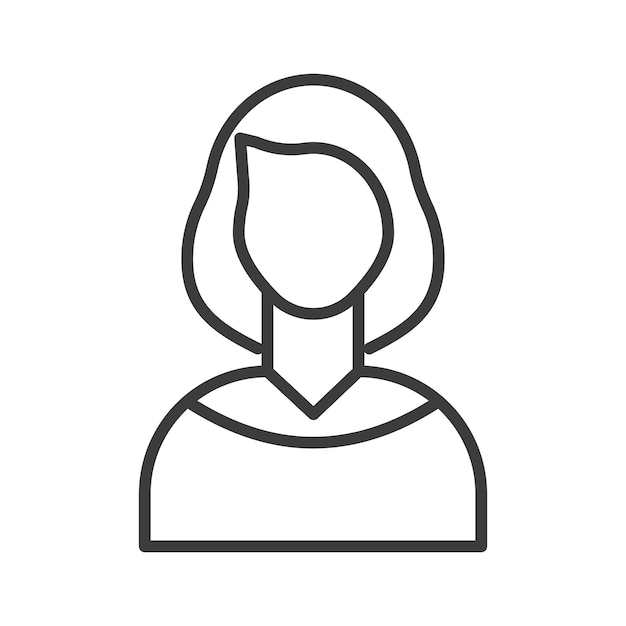 Ikonensatz für Frau, Mädchen, Gesicht, Vektorsymbol, weibliches Avatar-Zeichen, Dame, Lehrer-Ikonen in schwarzem, gefüllter und umrissener Stil