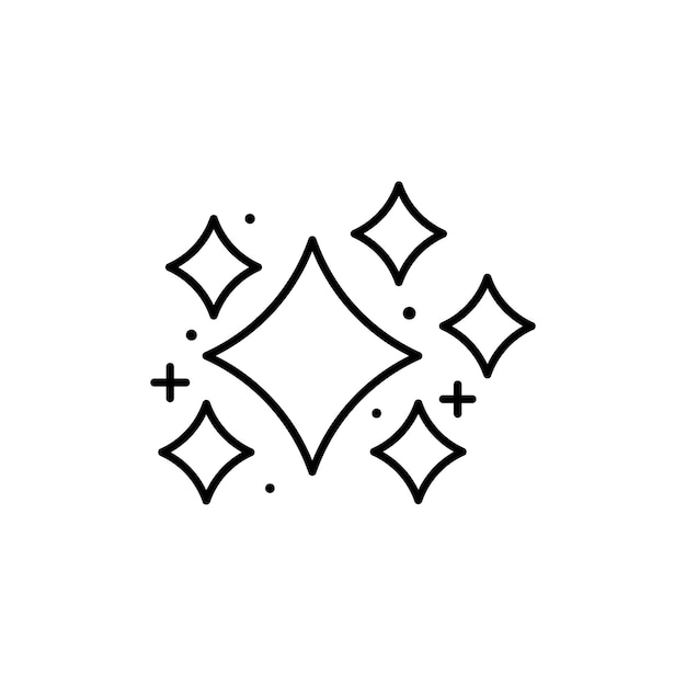 Ikonensatz von Funkeln, Glitzer, Glanz, Funkel, Vektorsymbol, sauberer Glanz Sterne, Zeichen, leuchtend, glänzend, Starburst-Ikonen, magische Sterne, Piktogramm in schwarzem, gefüllter und umrissener Stil