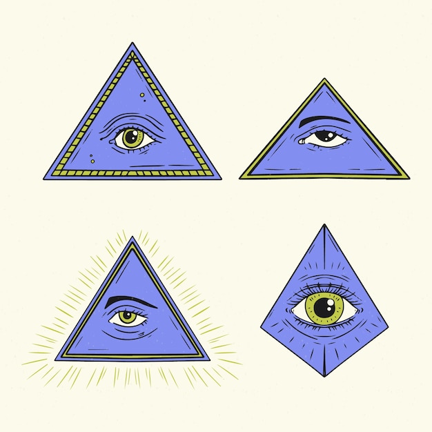 Vektor illuminati-icon-set im flachen design