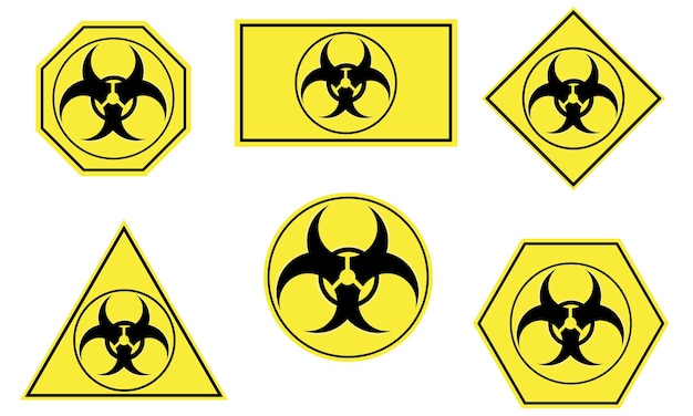 Vektor illustratio set biohazard-schild mit gelber oberfläche