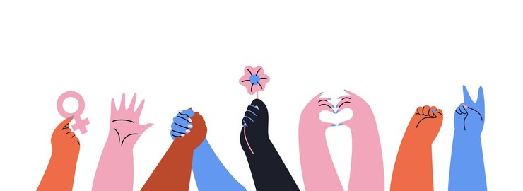 Vektor illustration abstrakter weiblicher hände internationaler frauentag frauengleichheit isolierter entwurf