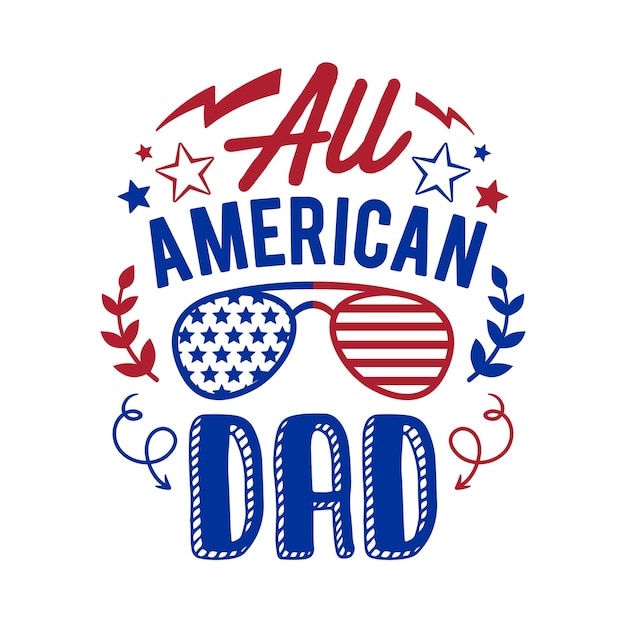 Vektor illustration all american dad mom boy and girl glücklicher unabhängigkeitstag für werbeplakat