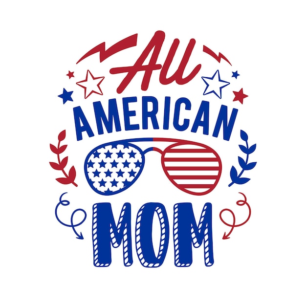 Illustration all american mom dad boy and girl glücklicher unabhängigkeitstag für werbeplakat