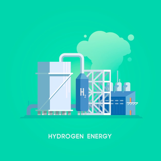 Illustration. Alternative Energiequellen. Grüne Energie. Wasserstoffstation.