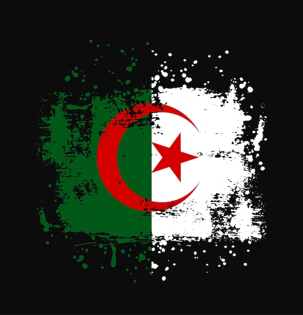 Illustration der algerischen flagge pinsel splatter grunge hintergrund