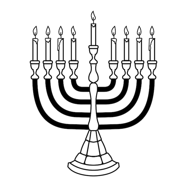 Illustration der Chanukka-Kerze im Gravurstil isoliert auf weißem Hintergrund Gestaltungselement für Posterkarte Banner Zeichen Emblem Vektorbild