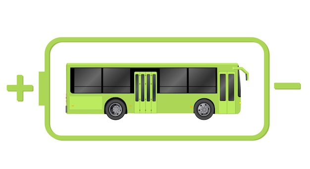 Vektor illustration der elektrischen personenbeförderung. vektor-illustration green city öko-bus-vorlage.