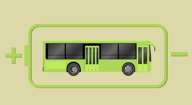 Vektor illustration der elektrischen personenbeförderung. vektor-illustration green city öko-bus-vorlage.