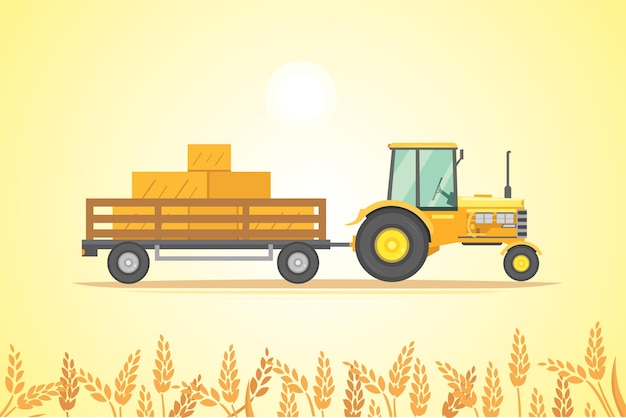 Illustration der Farmtraktorikone. Schwere landwirtschaftliche Maschinen für die Feldarbeit.