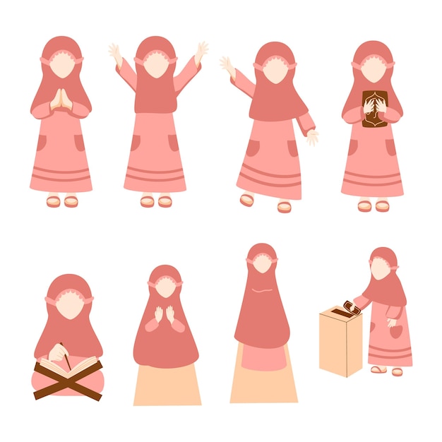 Illustration der figur kids muslimah collection