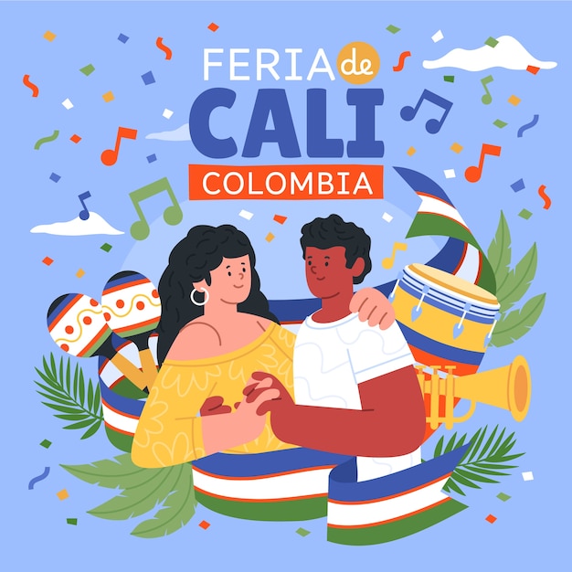 Illustration der flachen feria de cali