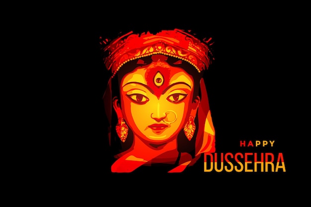 Illustration der göttin durga face in happy dussehra subh navratri indischer religiöser vektor