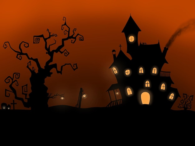 Illustration der Halloween-Burg