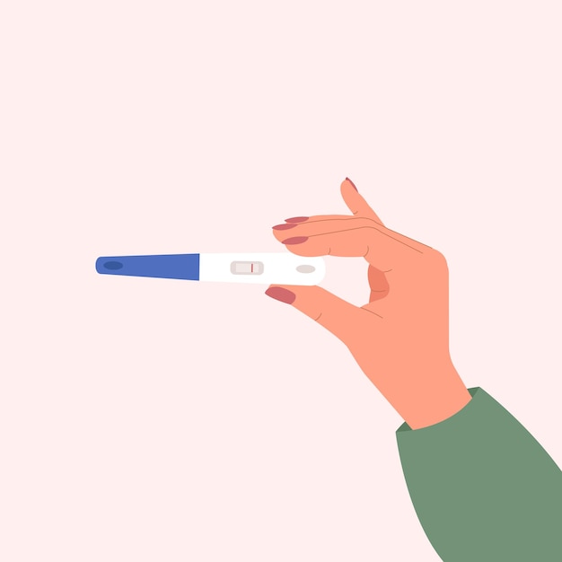 Illustration der Hand einer Frau, die einen negativen Schwangerschaftstest Vektor hält