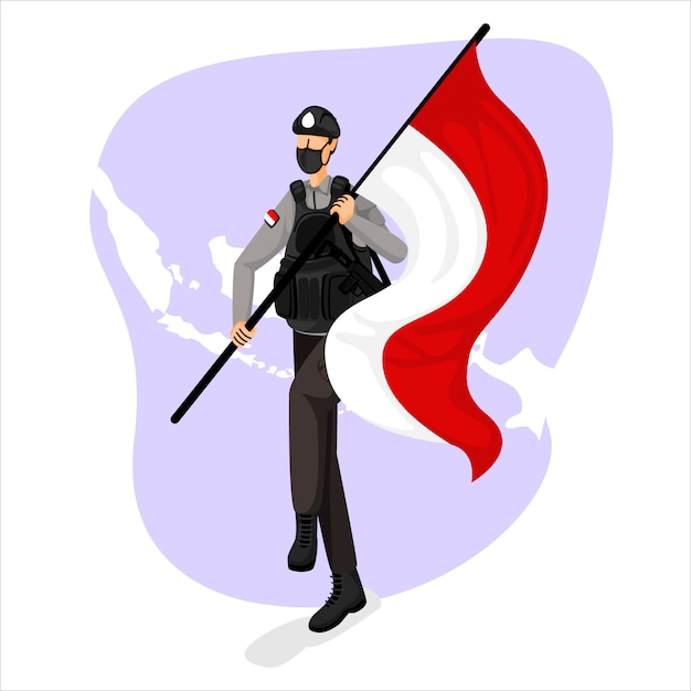 Illustration der indonesischen polizei am indonesischen unabhängigkeitstag