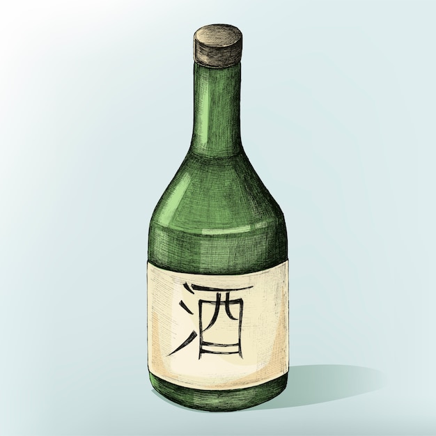 Illustration der japanischen alkohol flasche