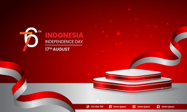 Illustration der Jugend, die Flagge für Indonesiens Unabhängigkeitstag 17. August hält