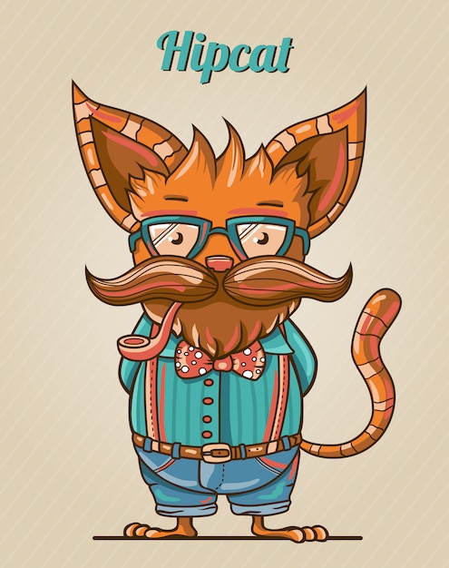 Vektor illustration der karikatur-hipster-artkatze