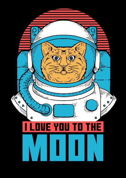 Illustration der katze astronauten bereit, die erforschung des weltraums zu tun.
