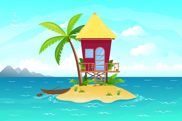 Vektor illustration der lodge am strand