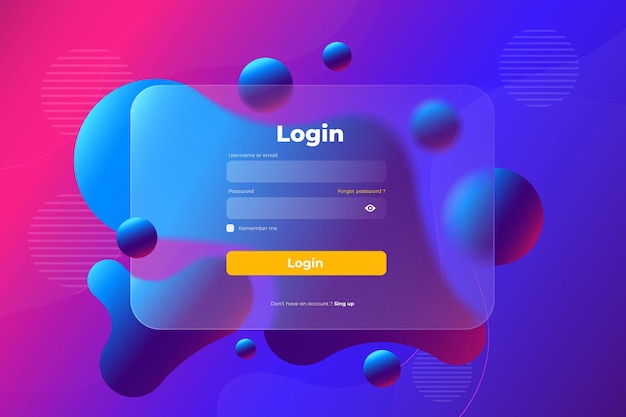 Illustration der login-vorlage mit modernem glasmorphismus