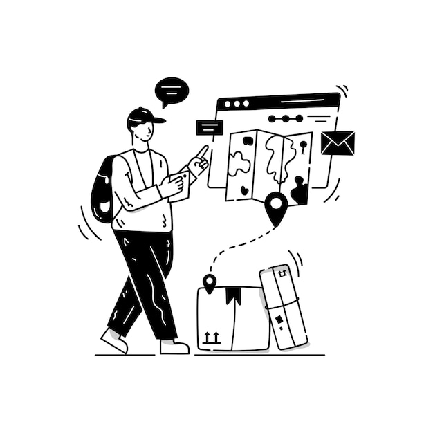 Illustration der Logistiklieferung im modernen handgezeichneten Vektor