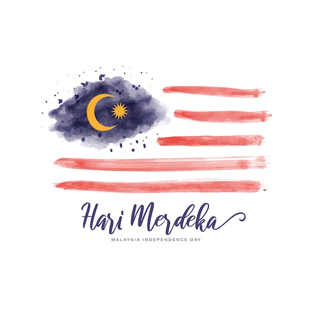 Illustration der malaysischen flagge mit aquarellzeichnungsstilkonzept