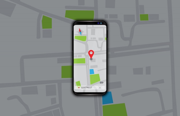 Illustration der Navigations-GPS-Kartenanwendung auf dem Smartphone