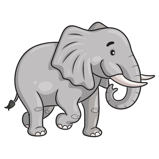 Illustration der niedlichen gehenden grauen Elefantenkarikatur