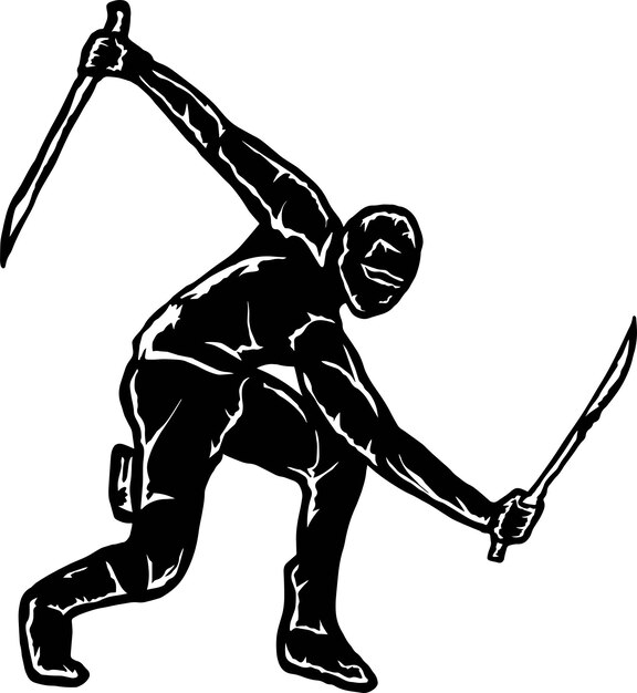 Illustration der ninja-silhouette-pose für das aufkleber-symbol-logo