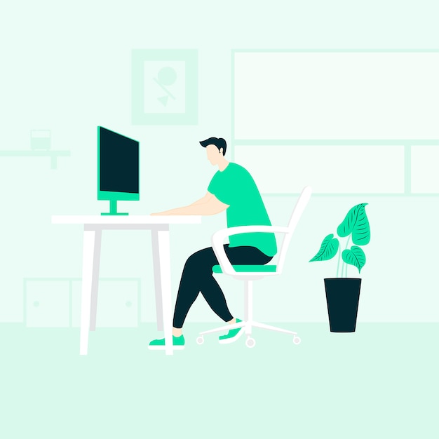 Illustration der Person, die von zu Hause aus arbeitet